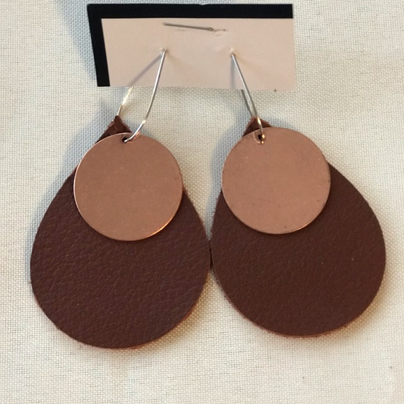 Leather earrings with pendants! - Picture 3 of 3